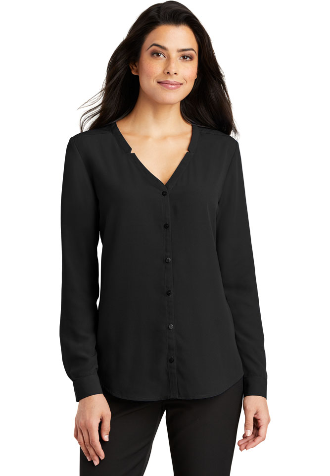 Port Authority Ladies Long Sleeve Button-Front Blouse | LFP Store