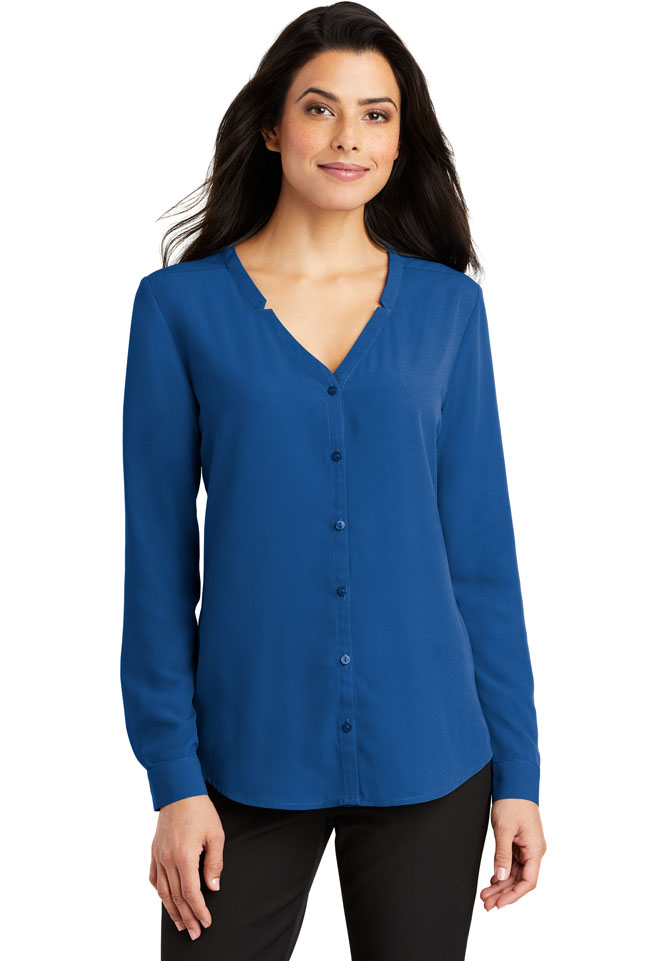 Port Authority Ladies Long Sleeve Button-Front Blouse | LFP Store